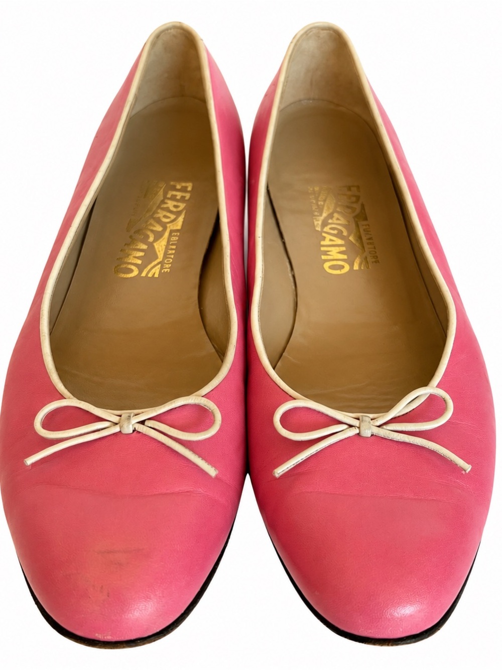 Vintage Ferragamo Ballet Flat Quiet Luxury Old Money Babydoll Pink Leather 10N